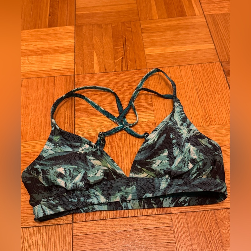 Athleta Green Leaf Print bikini top